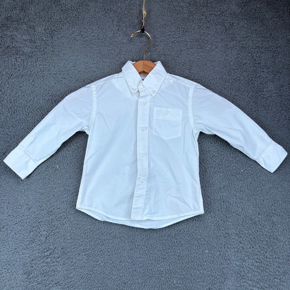 Wrangler‎ Boys White Long Sleeve Button Down Shirt BG268WH Size XXS XX-Small
